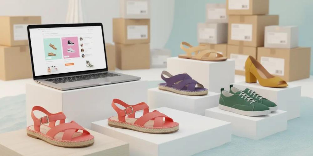 Sapatos expostos em loja