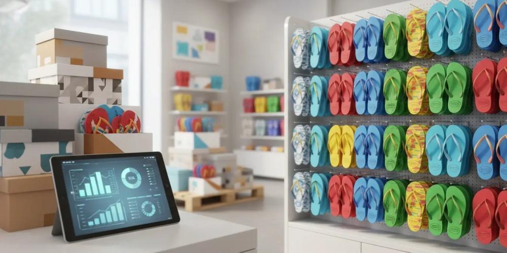 Gráfico com vendas de Havaianas em crescimento.