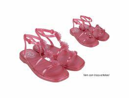 Sandália Barbie 23010 (25-33) - Rosa Escuro Perolado Verde Av201 