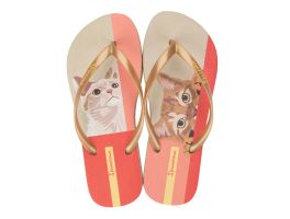 Chinelo Ipanema Love Pets 27005 ( 33-40) - Bege Ouro Rosa Bh198 