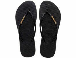 Havaianas Slim Logo Metallic (41/42) - Preto Dourado 1924