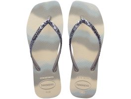 Havaianas Slim Square Glitter Party (33-40) - 9021 Bege Palha Prata 