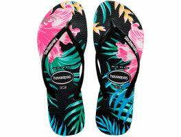 Havaianas Slim Floral Palm (37/38) - Preto 0090 