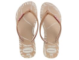 Havaianas Slim Glitter Edge (33-40) - Bege Palha 0121