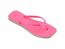 Havaiana Slim Square Glitter Neon (39/40) - Bege Palha Rosa 9336 
