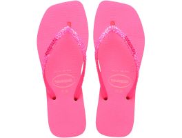 Havaianas Slim Square Glitter Neon 9336 Bege Palha Rosa 37/38