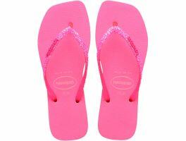 Havaiana Slim Square Glitter Neon (39/40) - Bege Palha Rosa 9336 