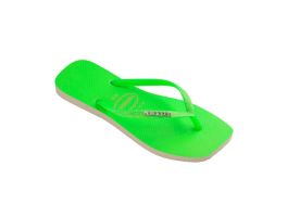 Havaianas Slim Square Glitter Neon (33/34) - Bege Palha Verde 7179