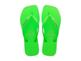 Havaianas Slim Square Glitter Neon (33/34) - Bege Palha Verde 7179