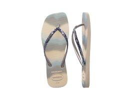 Havaianas Slim Square Glitter Party (33-40) - Bege Palha Prata 9021