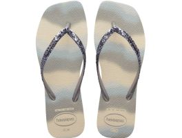 Havaianas Slim Square Glitter Party (39/40) - Bege Palha Prata 9021  