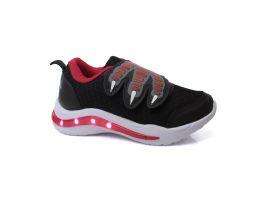 Tenis Minipe MP-2333 03 c/ Velcro c/ Led Preto Vermelho 26-32