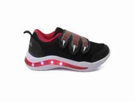 Tenis Minipe MP-2333 03 c/ Velcro c/ Led Preto Vermelho 26-32