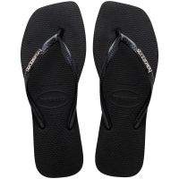 Havaianas Slim Square Logo Metallic (35/36) - Preto Prata 2976