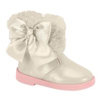 Bota Molekinha 2184.106 (19-25) -  Branco Off Gliter Prata 108046