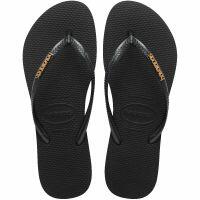Chinelo Havaianas Slim Logo Metallic Preto/Cinza/Dark Feminino