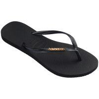 Chinelo Havaianas Slim Logo Metallic Preto/Cinza/Dark Feminino