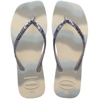 Havaianas Slim Square Glitter Party (39/40) - Bege Palha Prata 9021