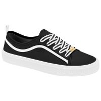 T&ecirc;nis Moleca 5840.102 (34-39) - Preto Branco 17689 