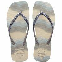 Havaianas Slim Square Glitter Party (39/40) - Bege Palha Prata 9021  